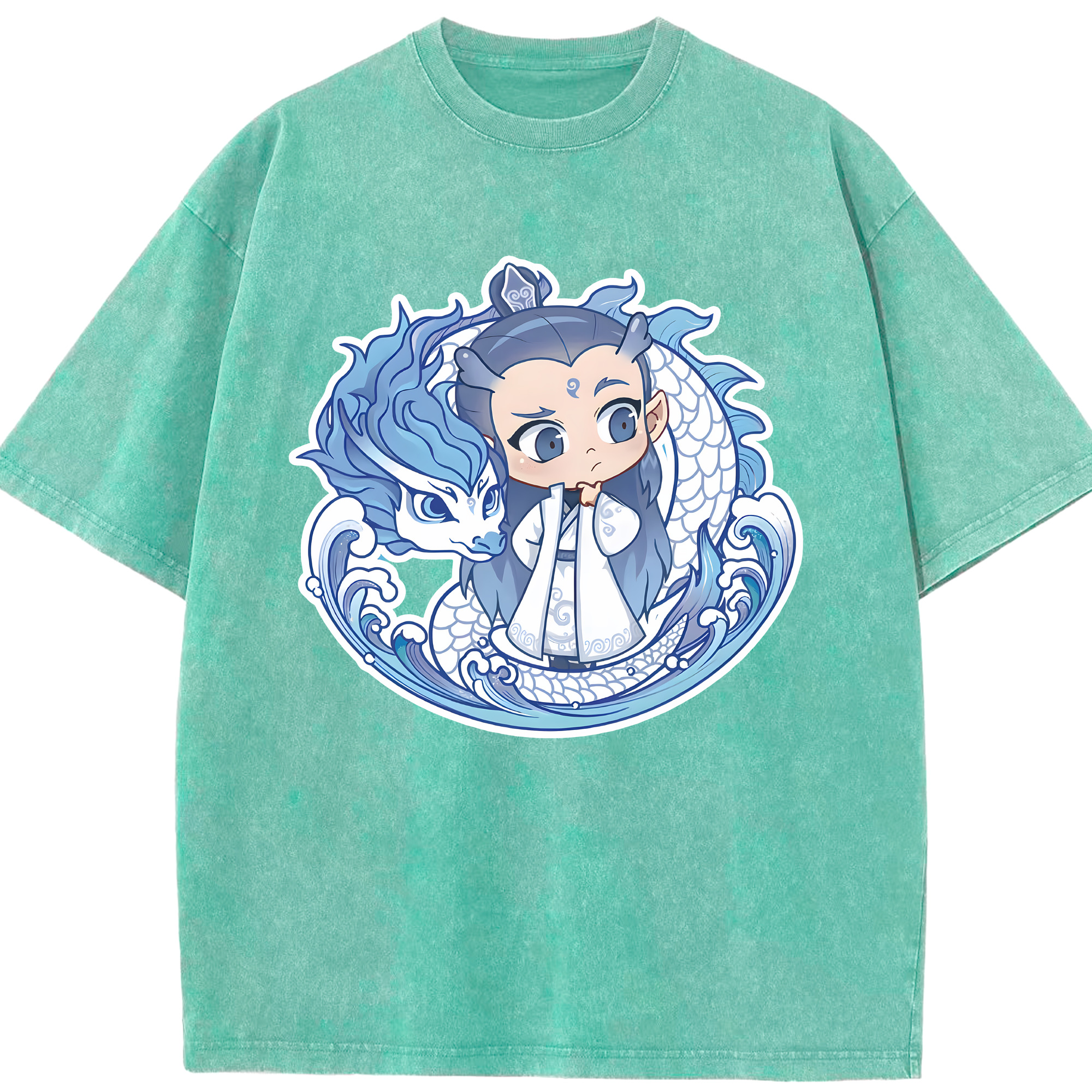 （画像用） Ne Zha 2 ナタ 魔童の大暴れ 綿100% ヴィンテージ風 半袖Tシャツ（フロントプリント）